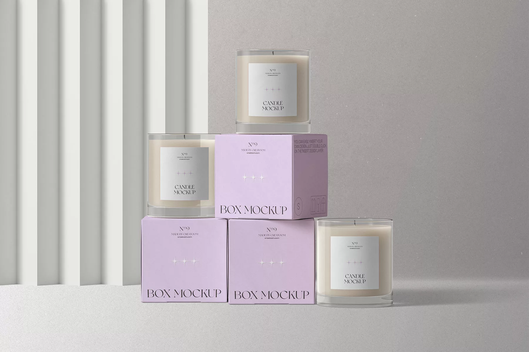 Box and Candle Free Mockups PSD Scene