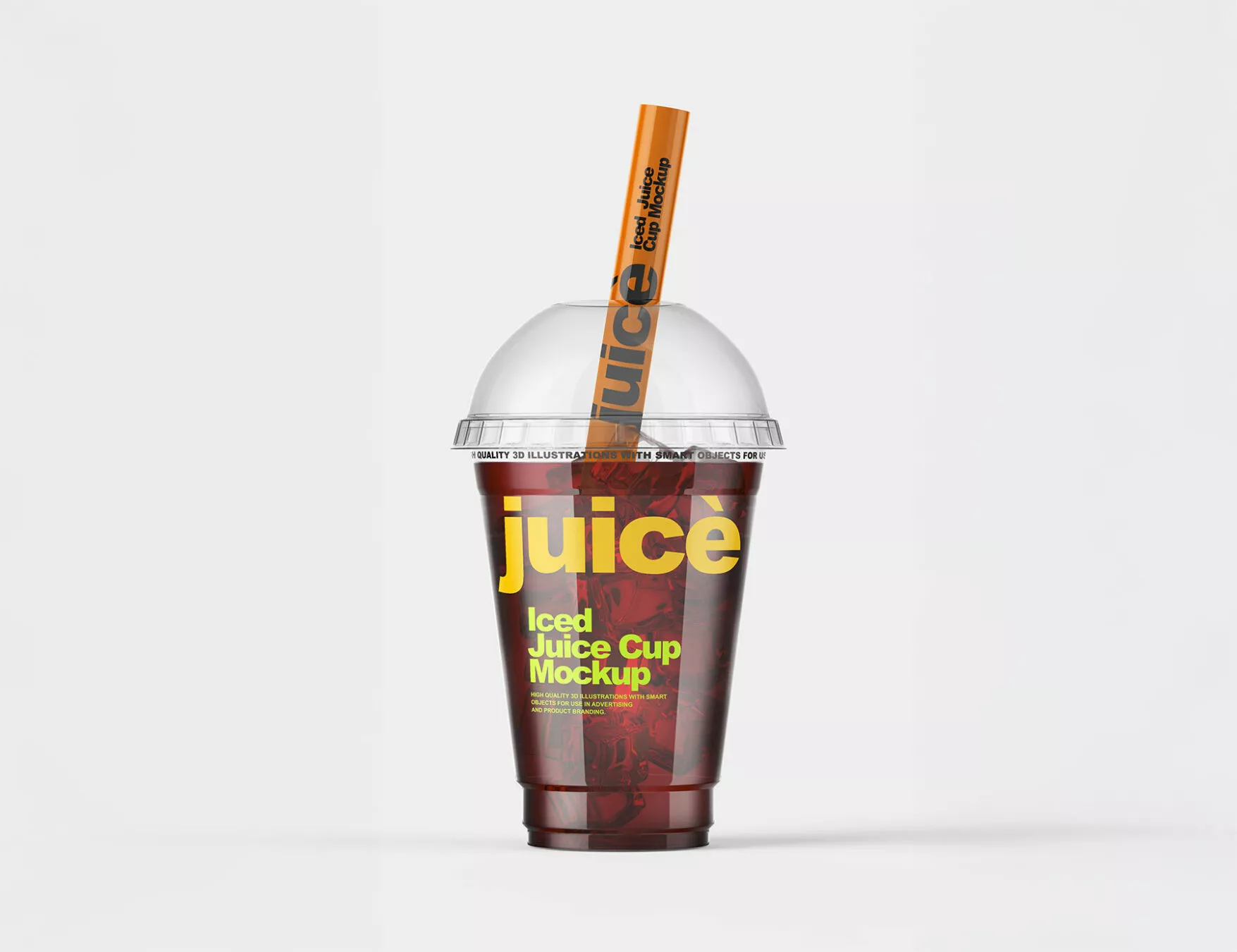 Iced Juice Clear Plastic Cup Mockup