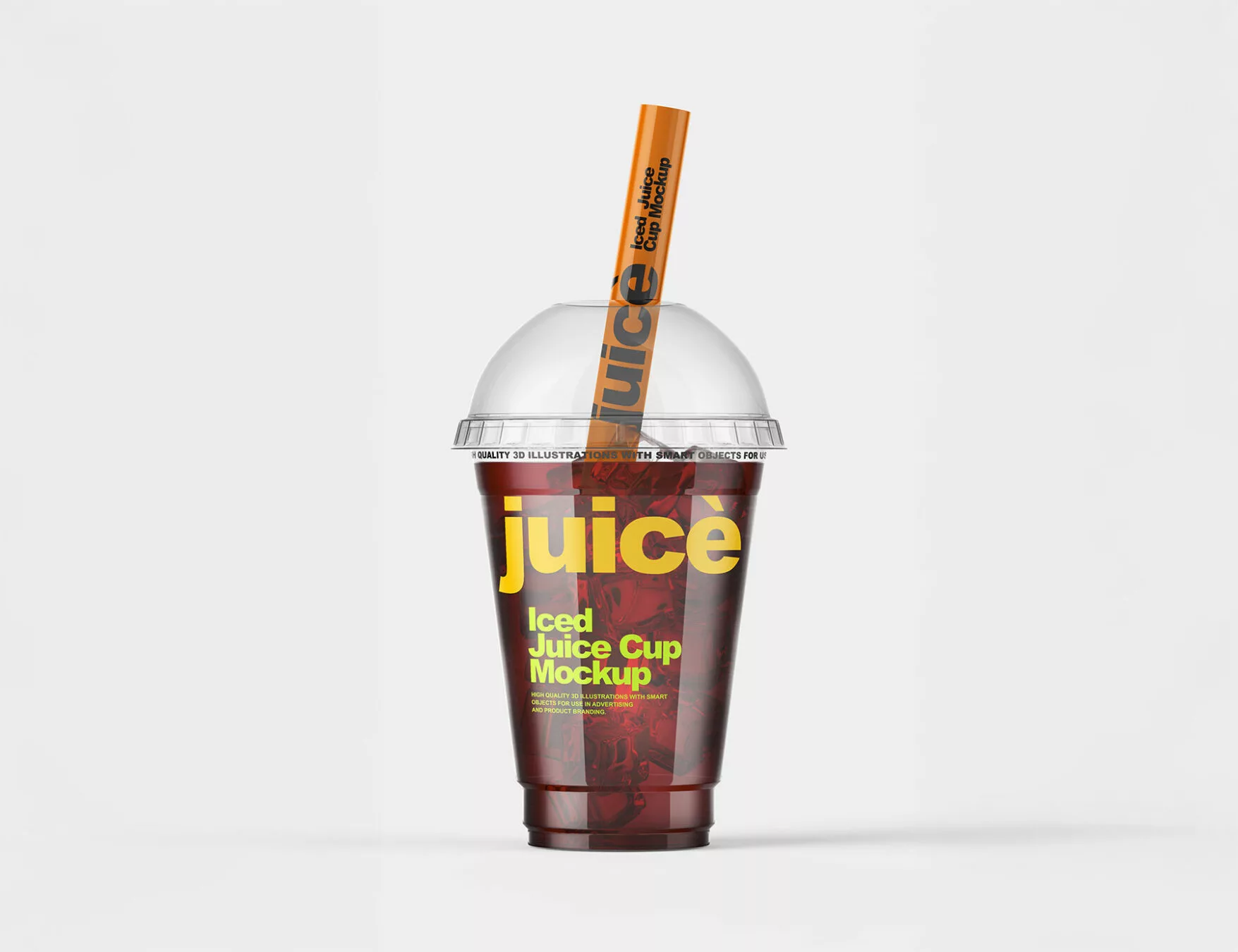 Iced Juice Clear Plastic Cup Mockup