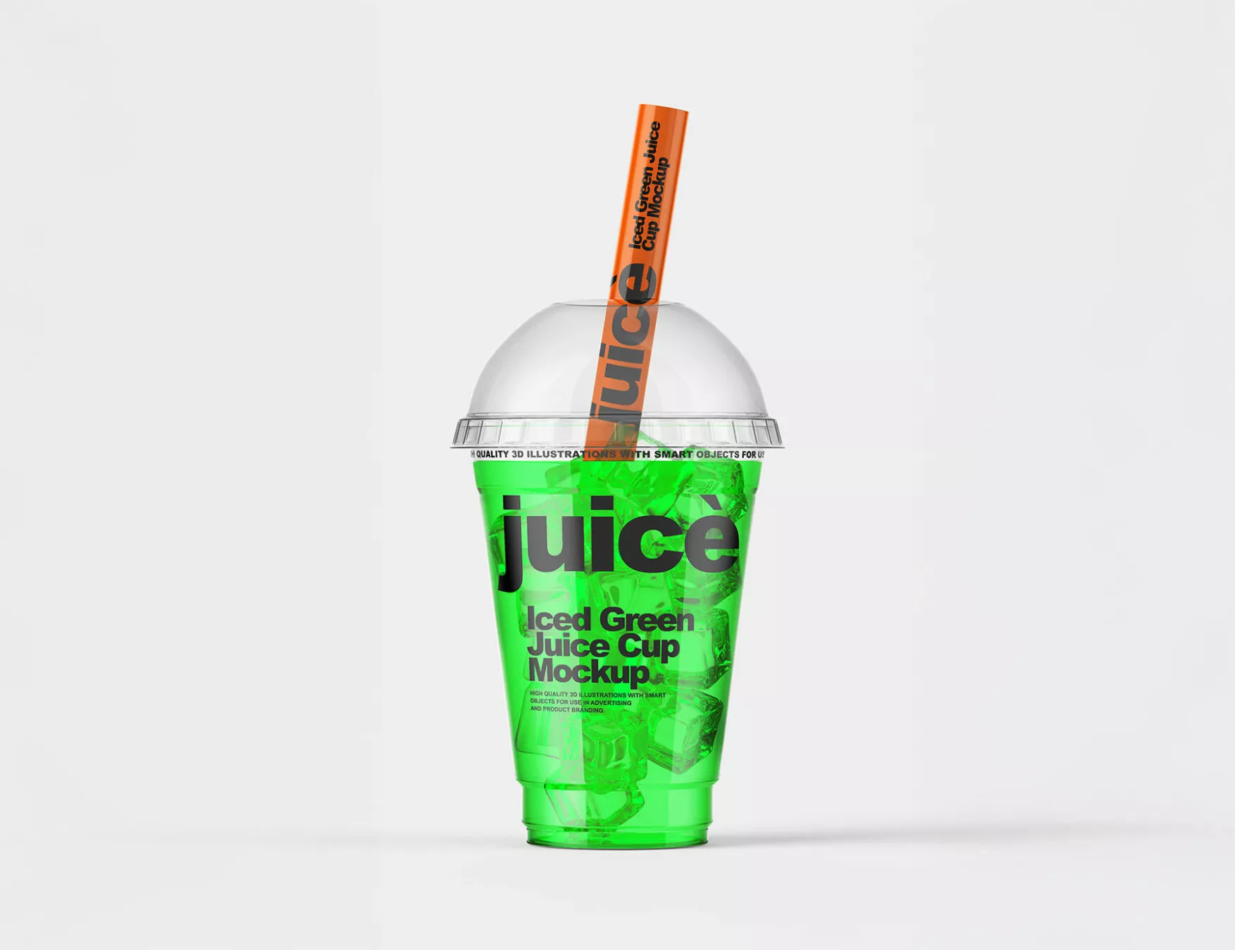 Iced Juice Clear Plastic Cup Mockup