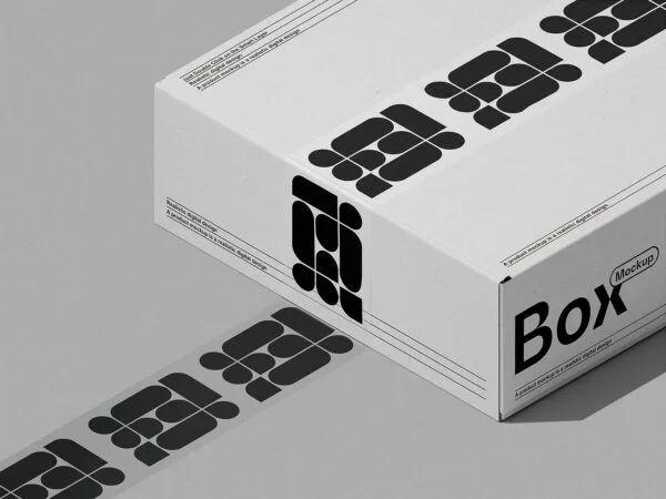 Box with Duct Tape Branding Mockup