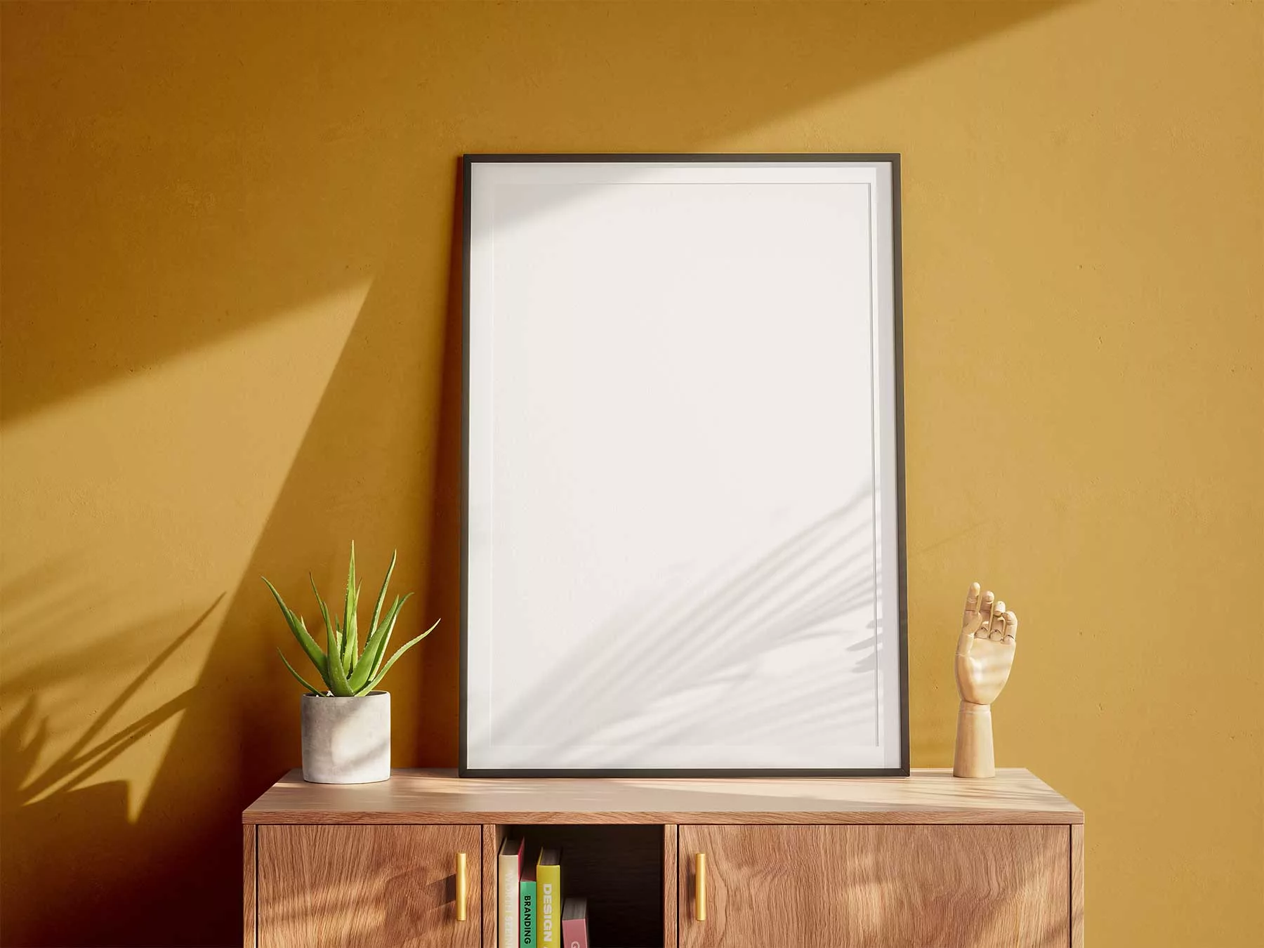 Poster Mockup on a Wooden Dresser