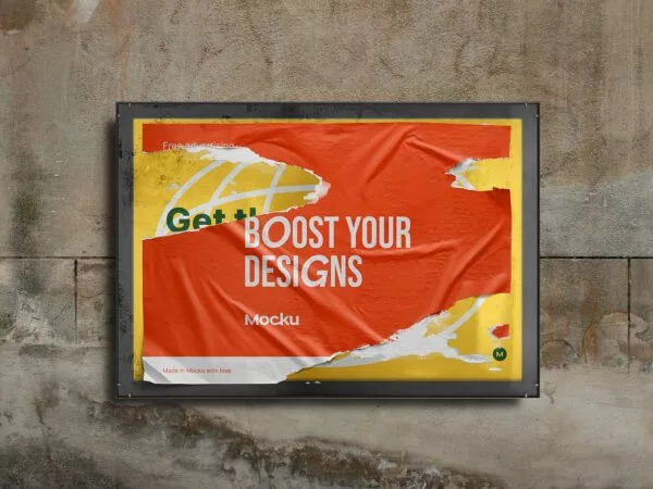 Glued Ripped Poster Mockup