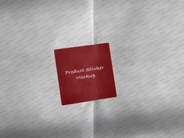 Product Sticker Mockup on Wrapping Paper
