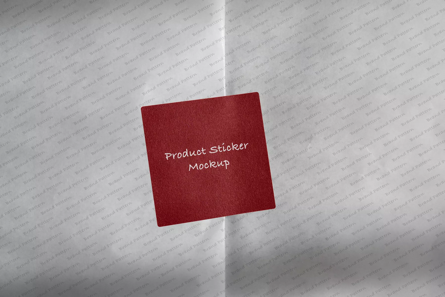 Product Sticker Mockup on Wrapping Paper
