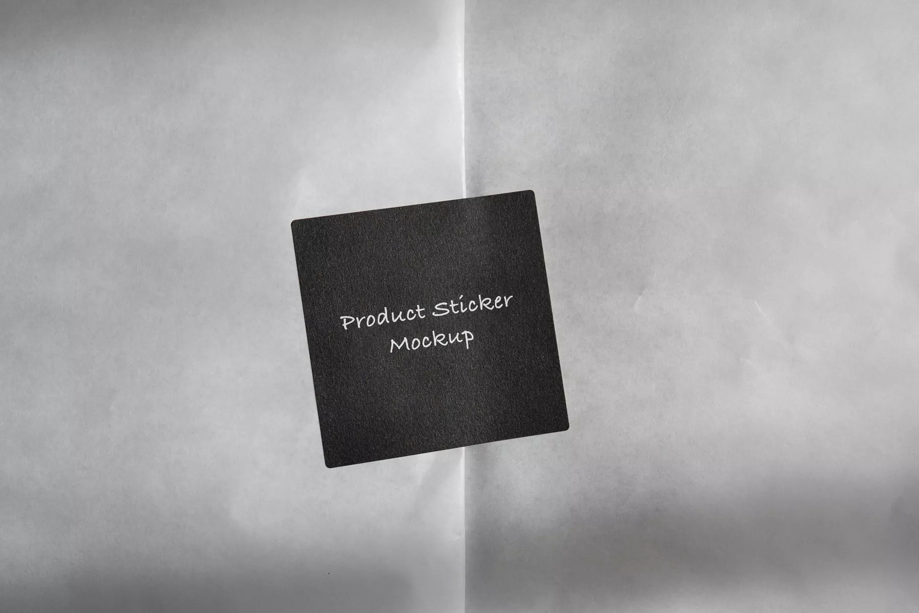 Product Sticker Mockup on Wrapping Paper