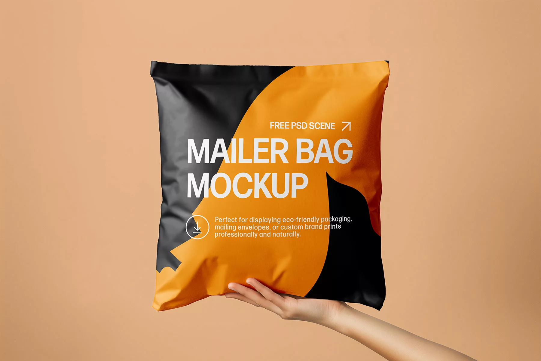 Square Paper Mailer Bag Mockup in Hand