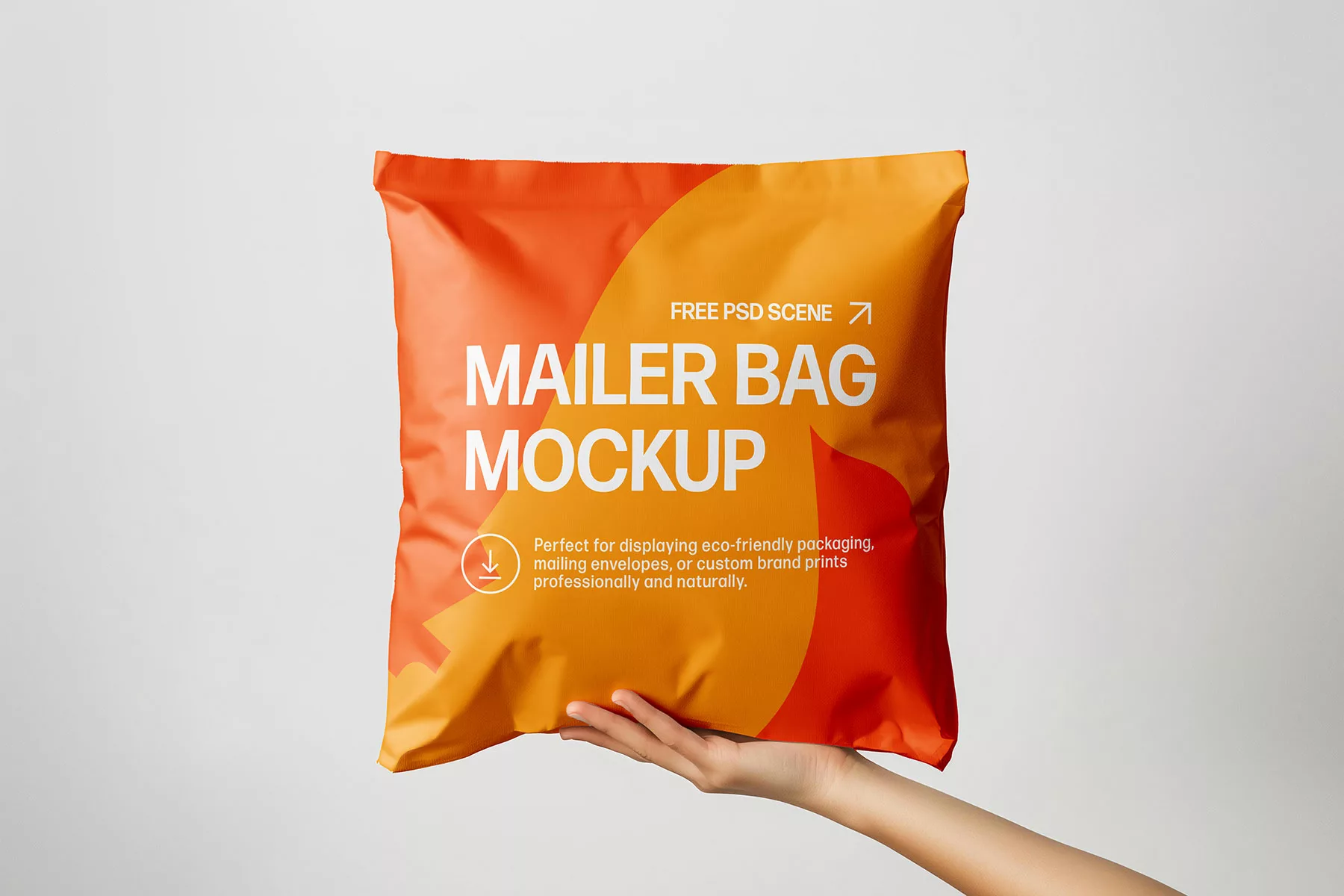 Square Paper Mailer Bag Mockup in Hand