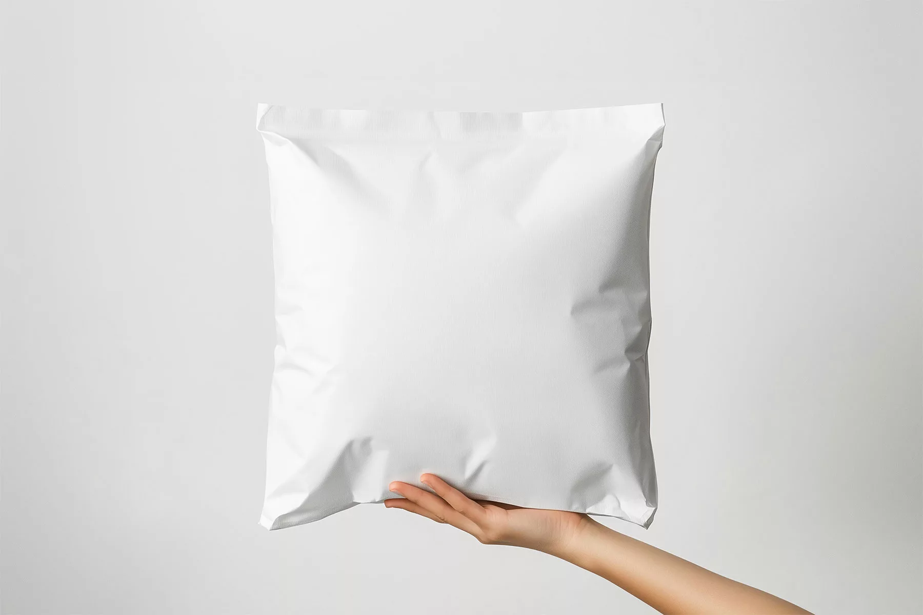Square Paper Mailer Bag Mockup in Hand