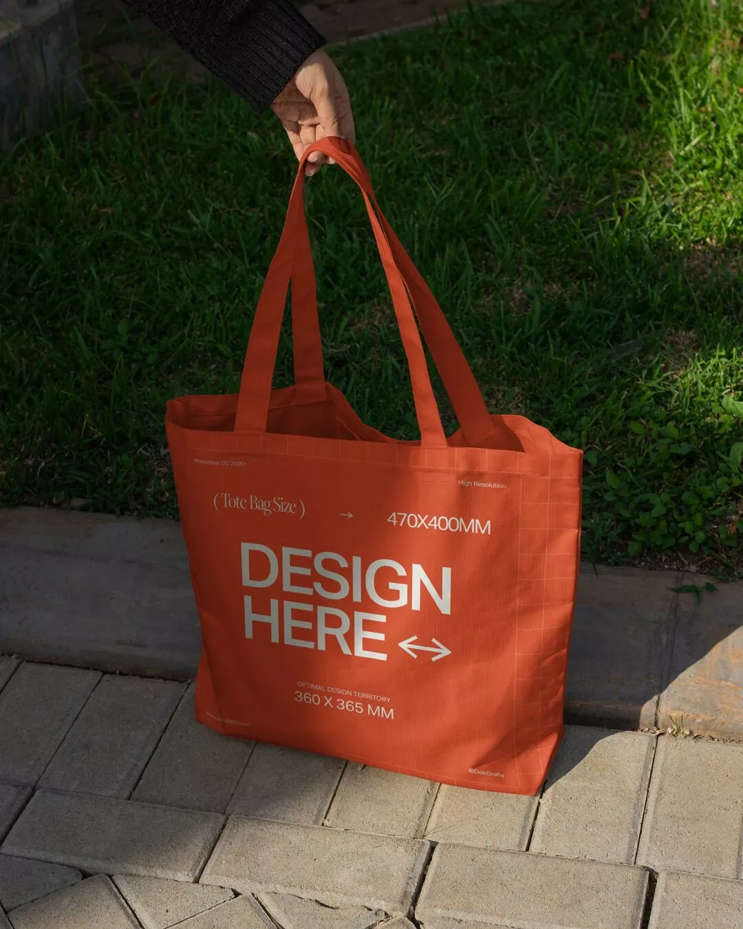 Canvas Tote Bag Mockup on Sidewalk Scene