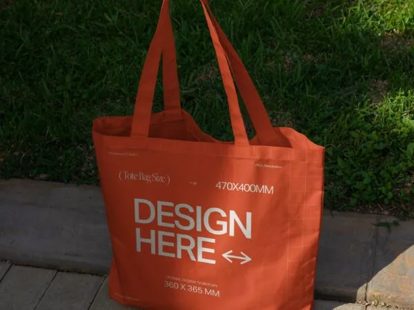 Canvas Tote Bag Mockup on Sidewalk Scene
