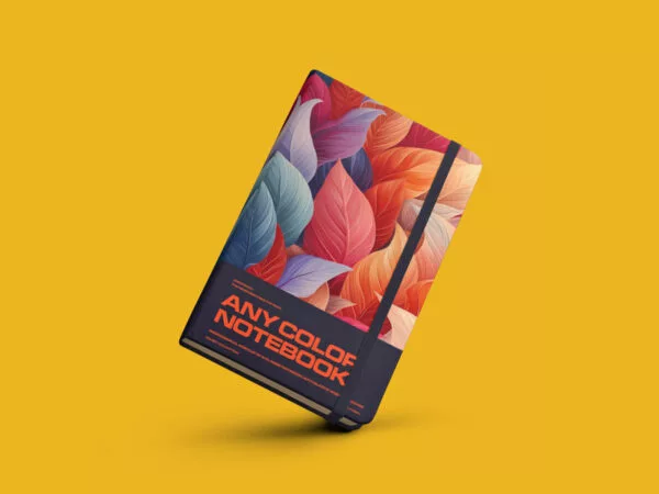 Mockup of Hard Cover Notebook with Band