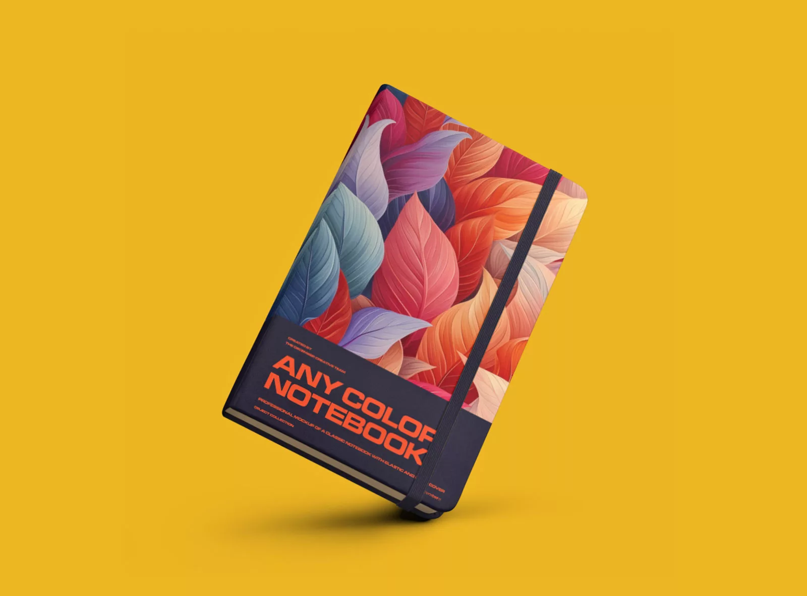 Mockup of Hard Cover Notebook with Band