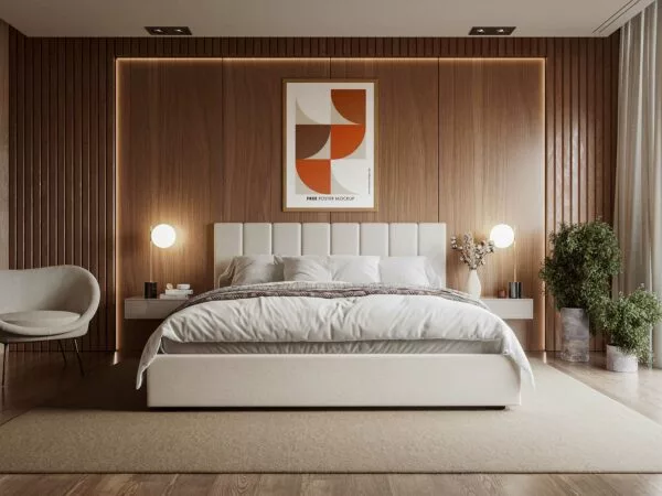 Poster Mockup in Luxury Bedroom