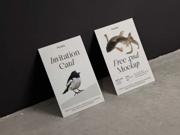 Vertical Invitation Card Stationery Mockup