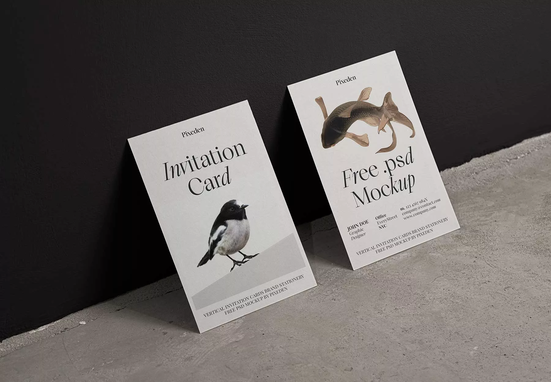 Vertical Invitation Card Stationery Mockup