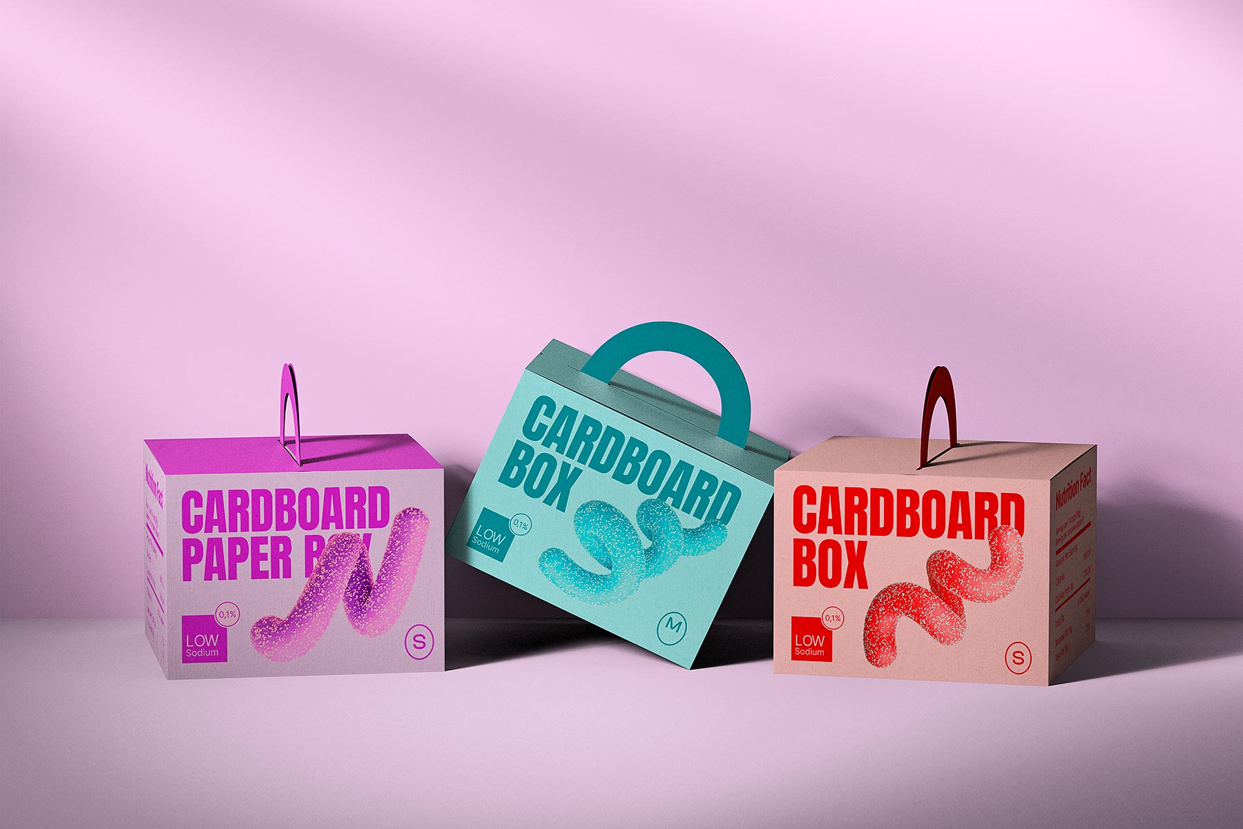 Cardboard Box with Handle PSD Mockup