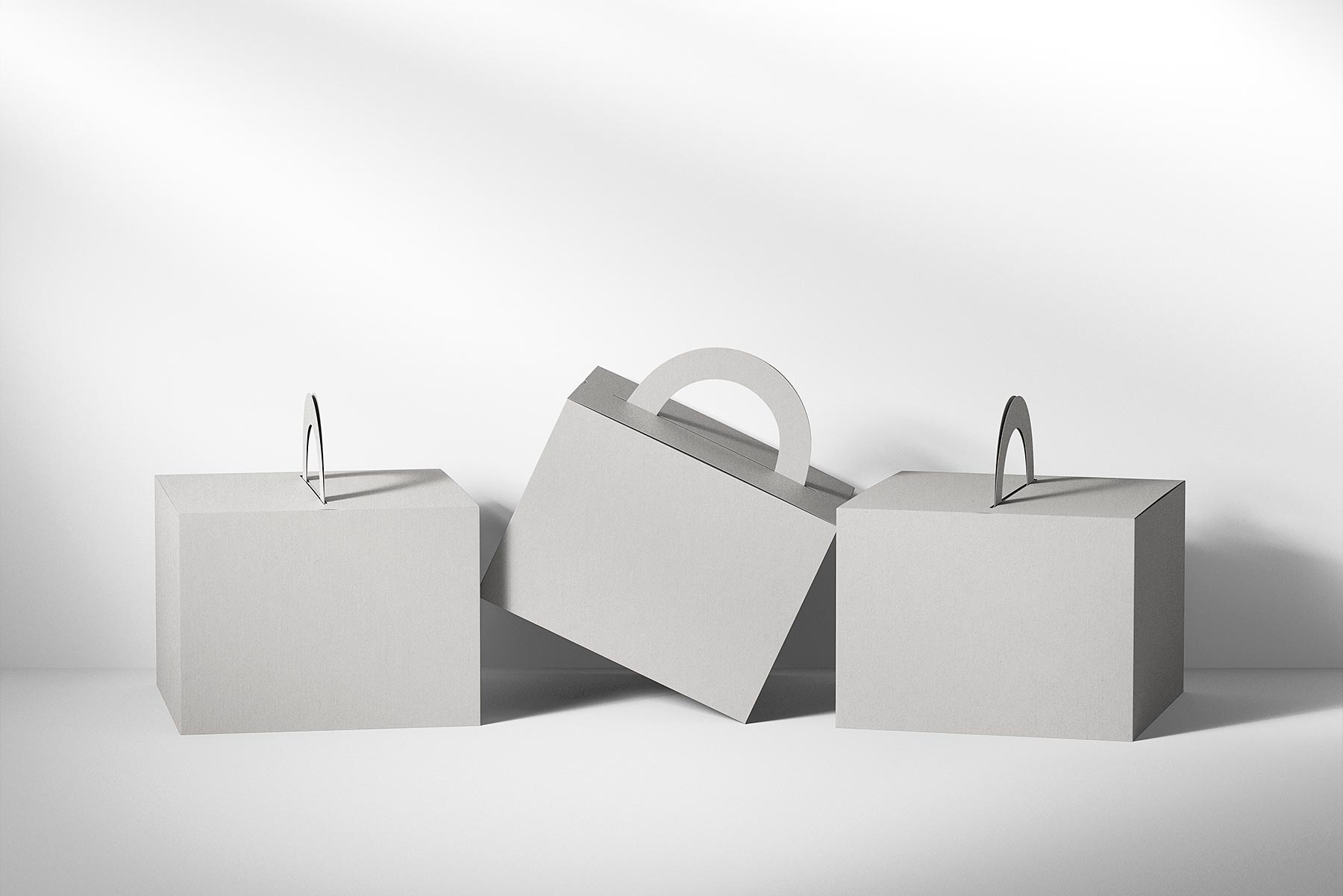 Cardboard Box with Handle PSD Mockup