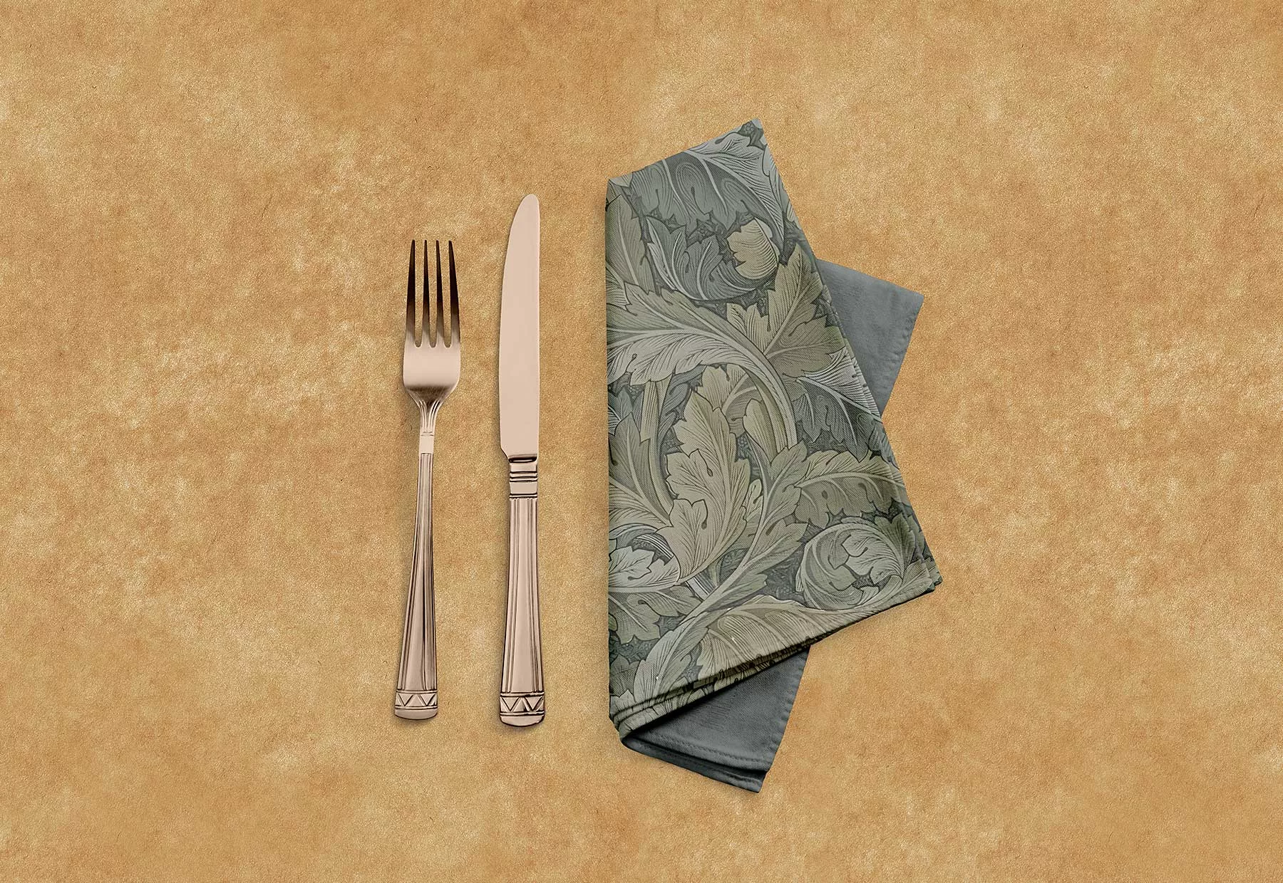 Cloth Napkin Mockup on a Table