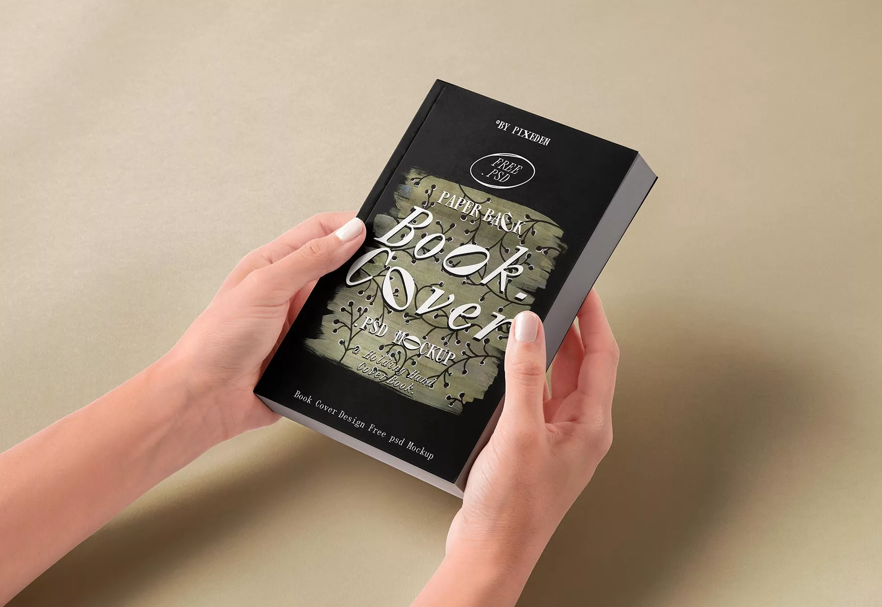 Hands Holding Paperback Book Cover Mockup
