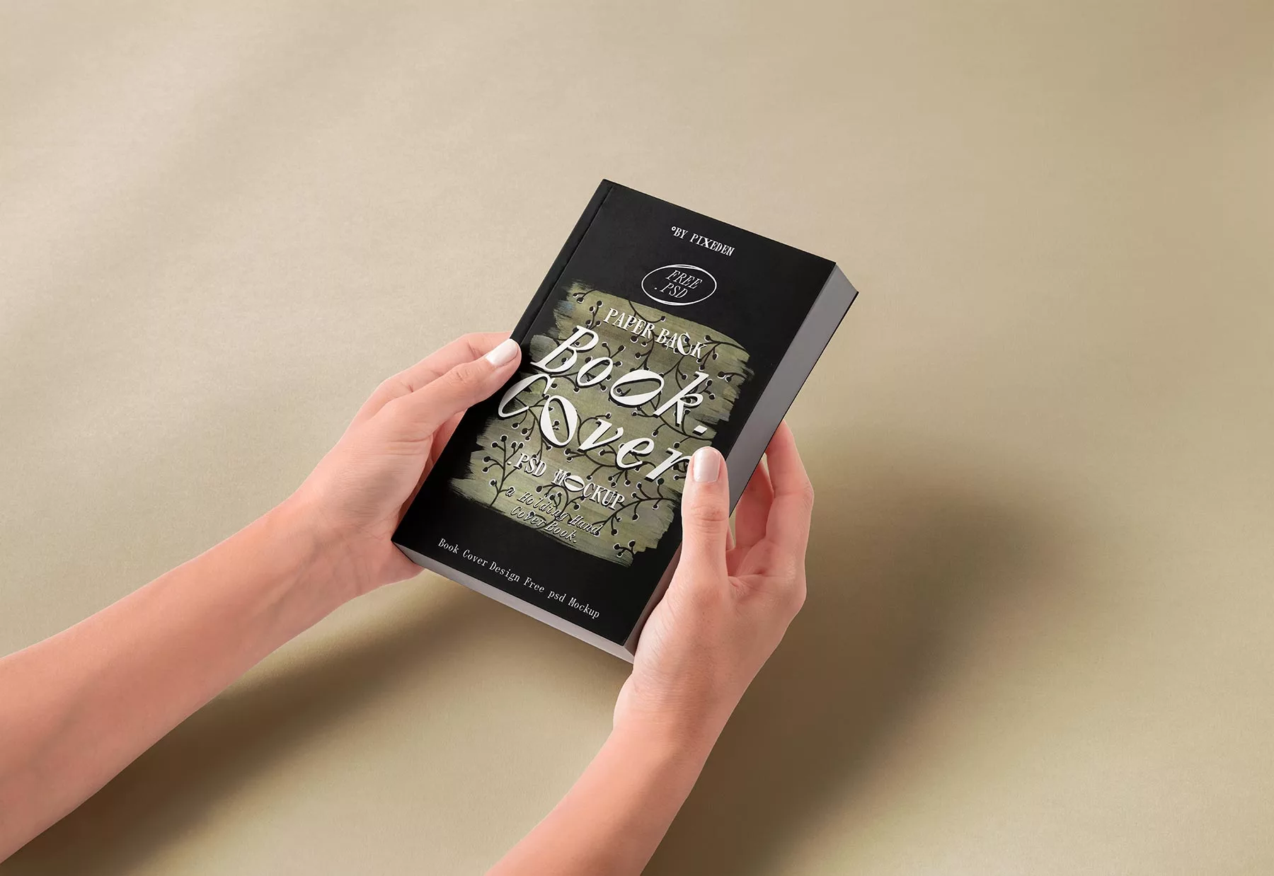 Hands Holding Paperback Book Cover Mockup