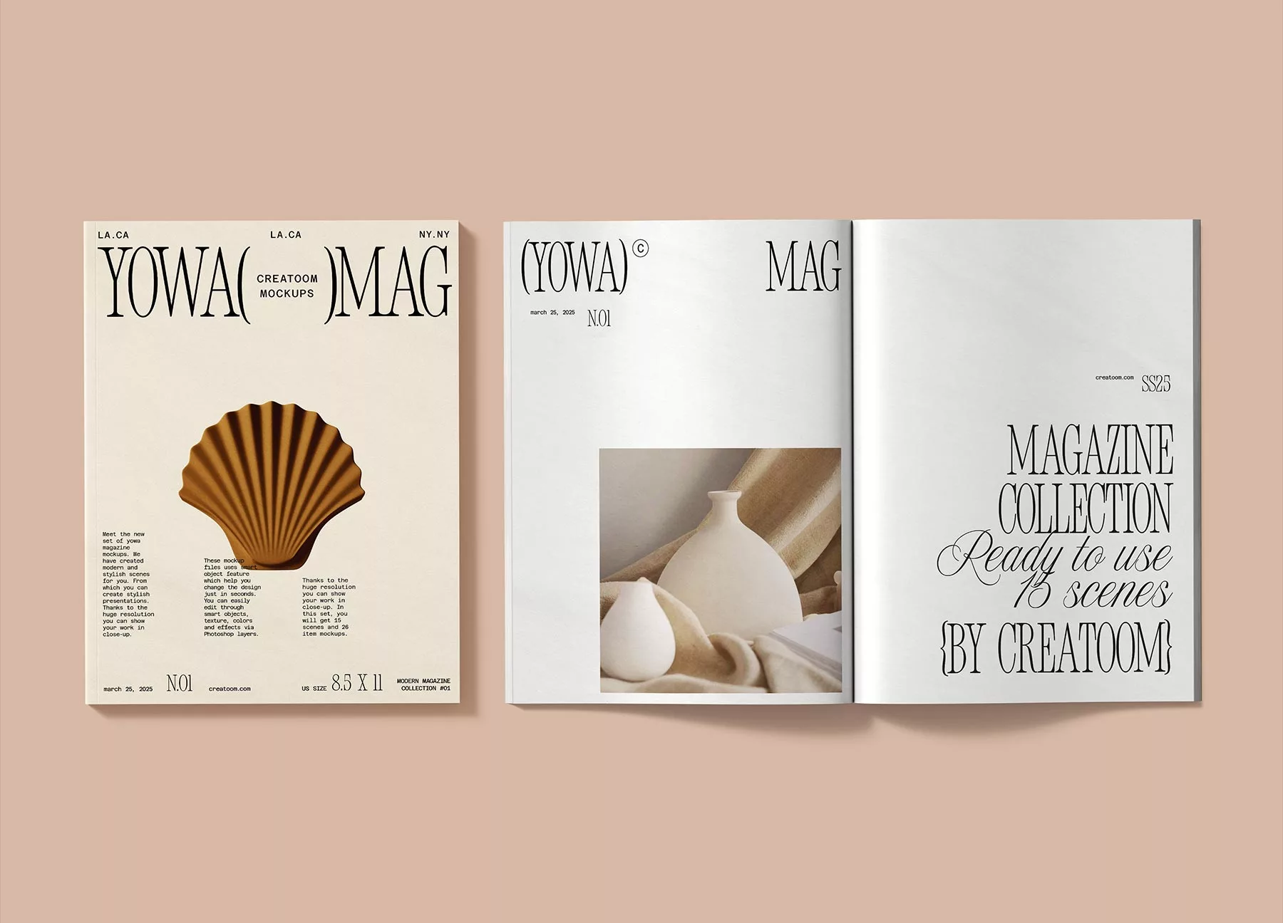Magazine Cover and Spread Mockups