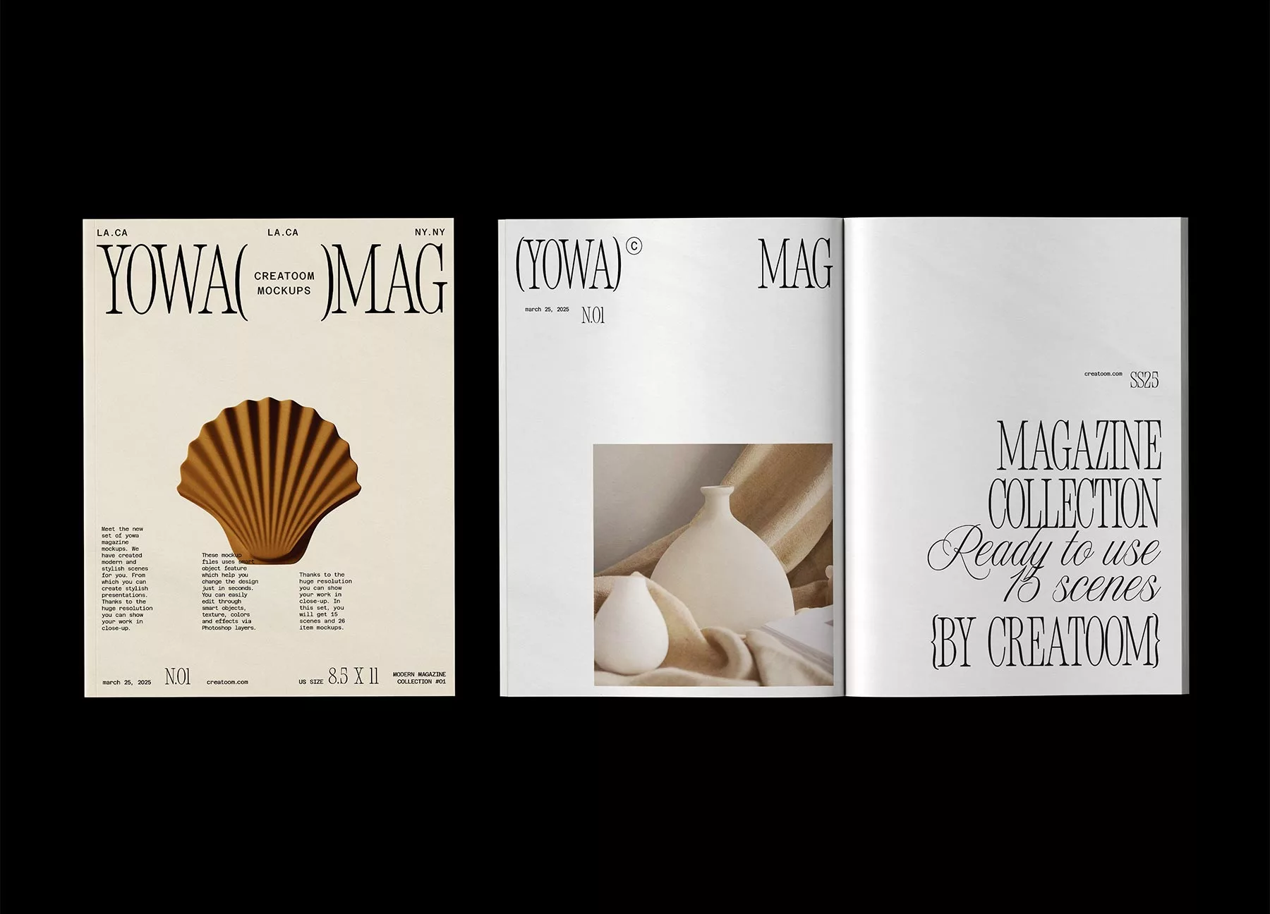 Magazine Cover and Spread Mockups