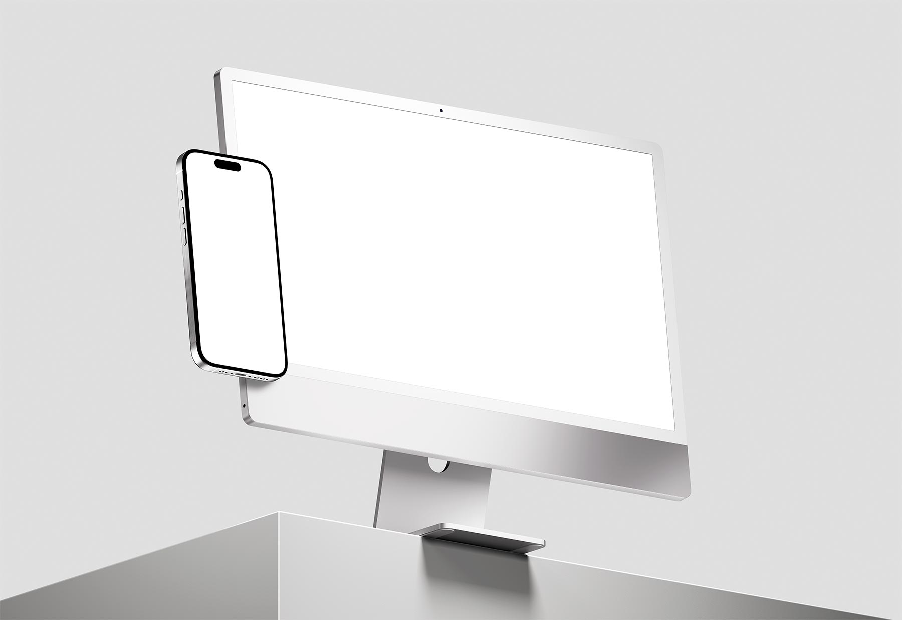 iMac and iPhone Pro Screens Mockup – Isometric Scene