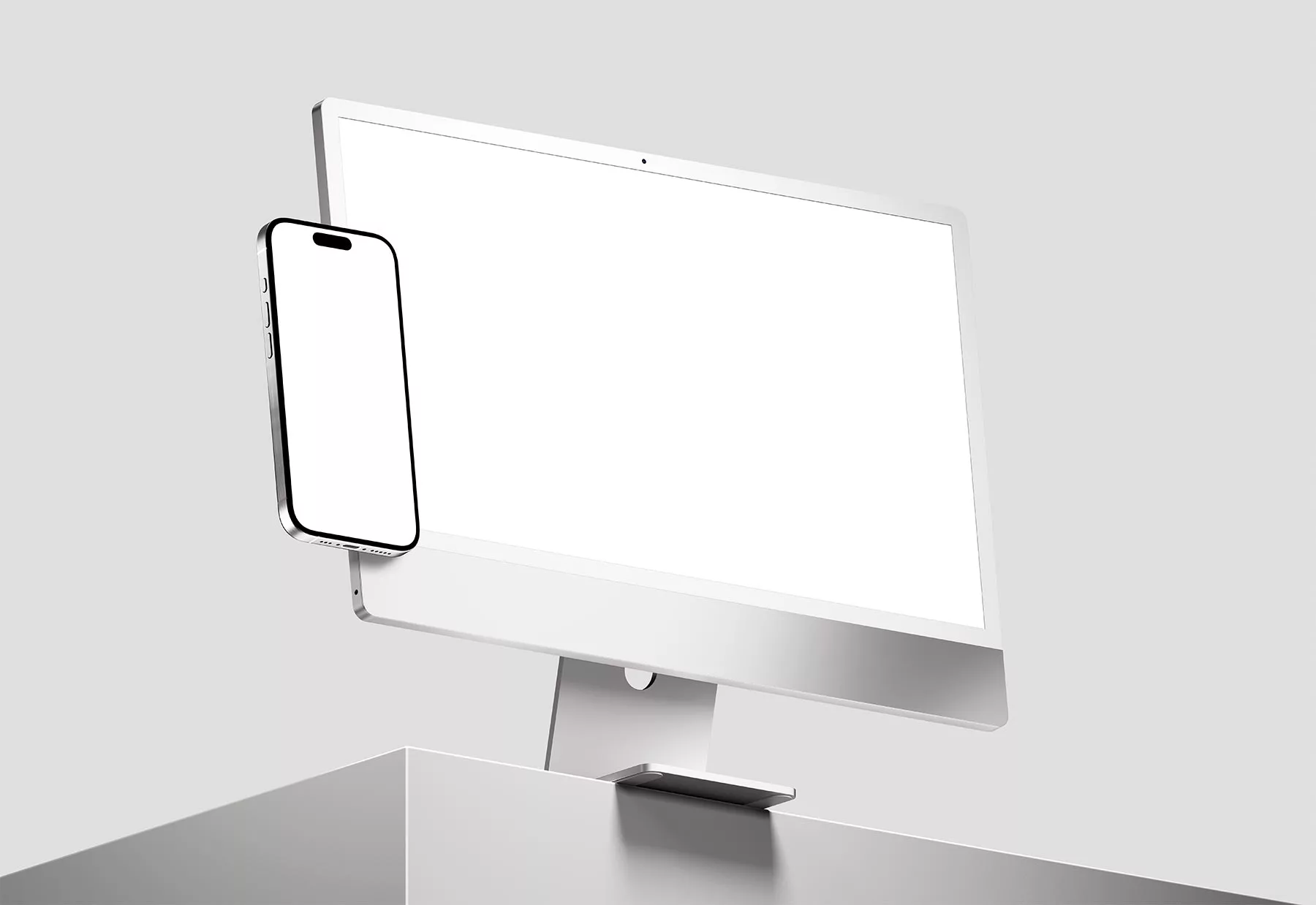 iMac and iPhone Pro Screens Mockup – Isometric Scene