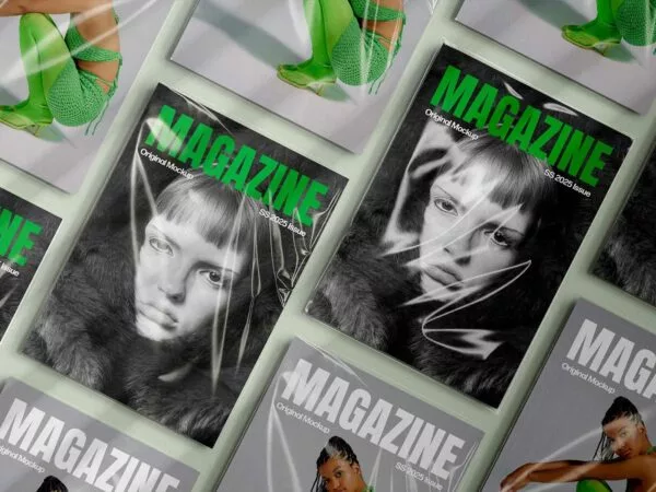 Plastic Sleeve A4 Magazines Free Mockup