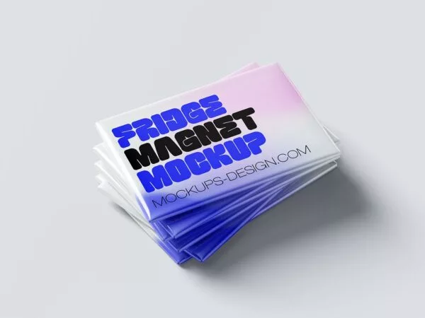 Rectangular Fridge Magnet Mockup Set
