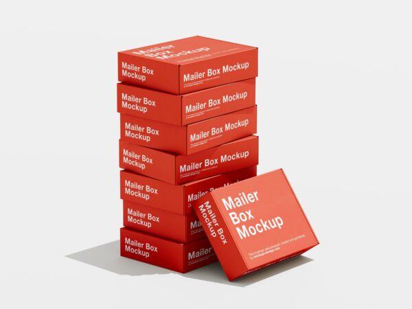 Stacked Pinch-Lock Packaging Boxes Mockup