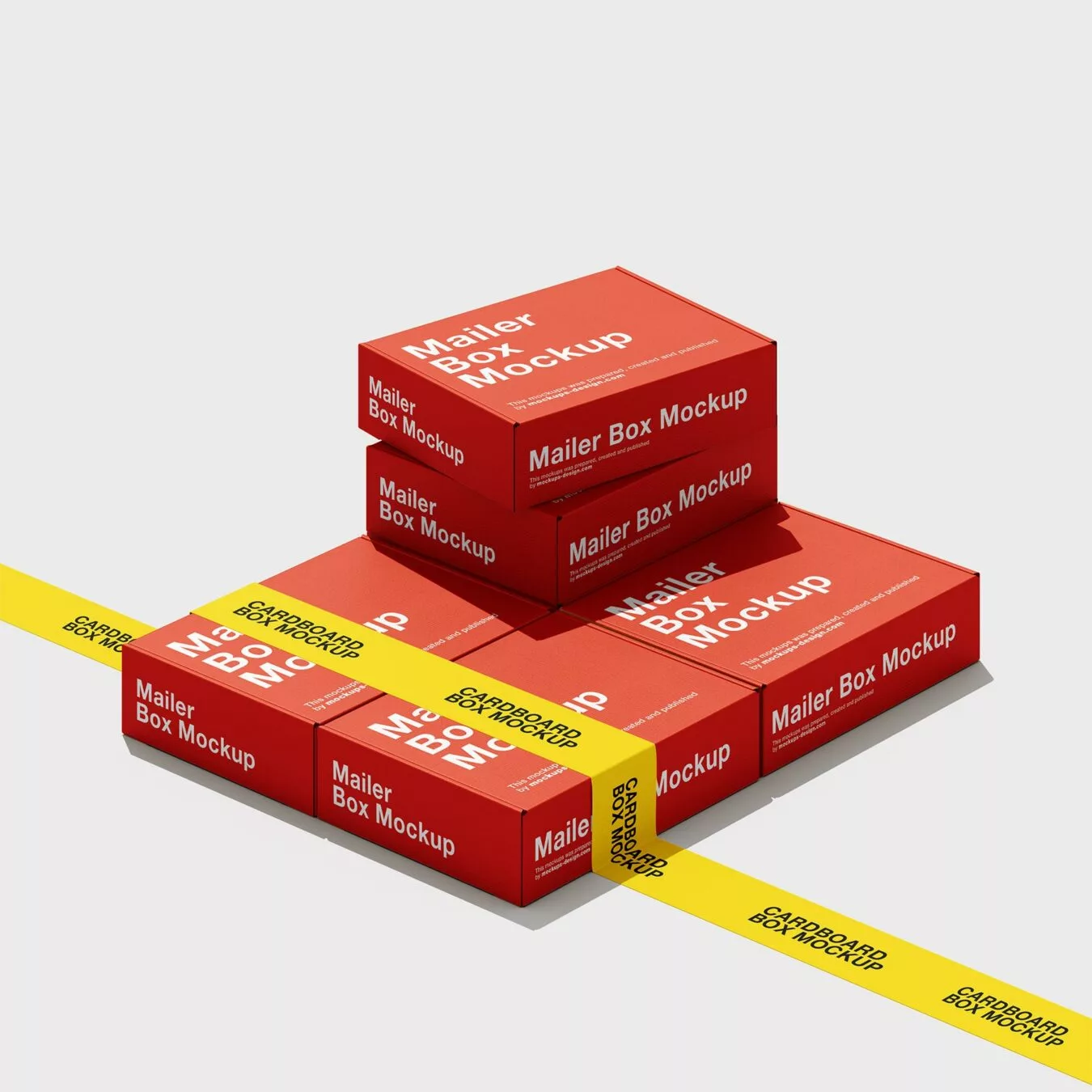 Stacked Pinch-Lock Packaging Boxes Mockup