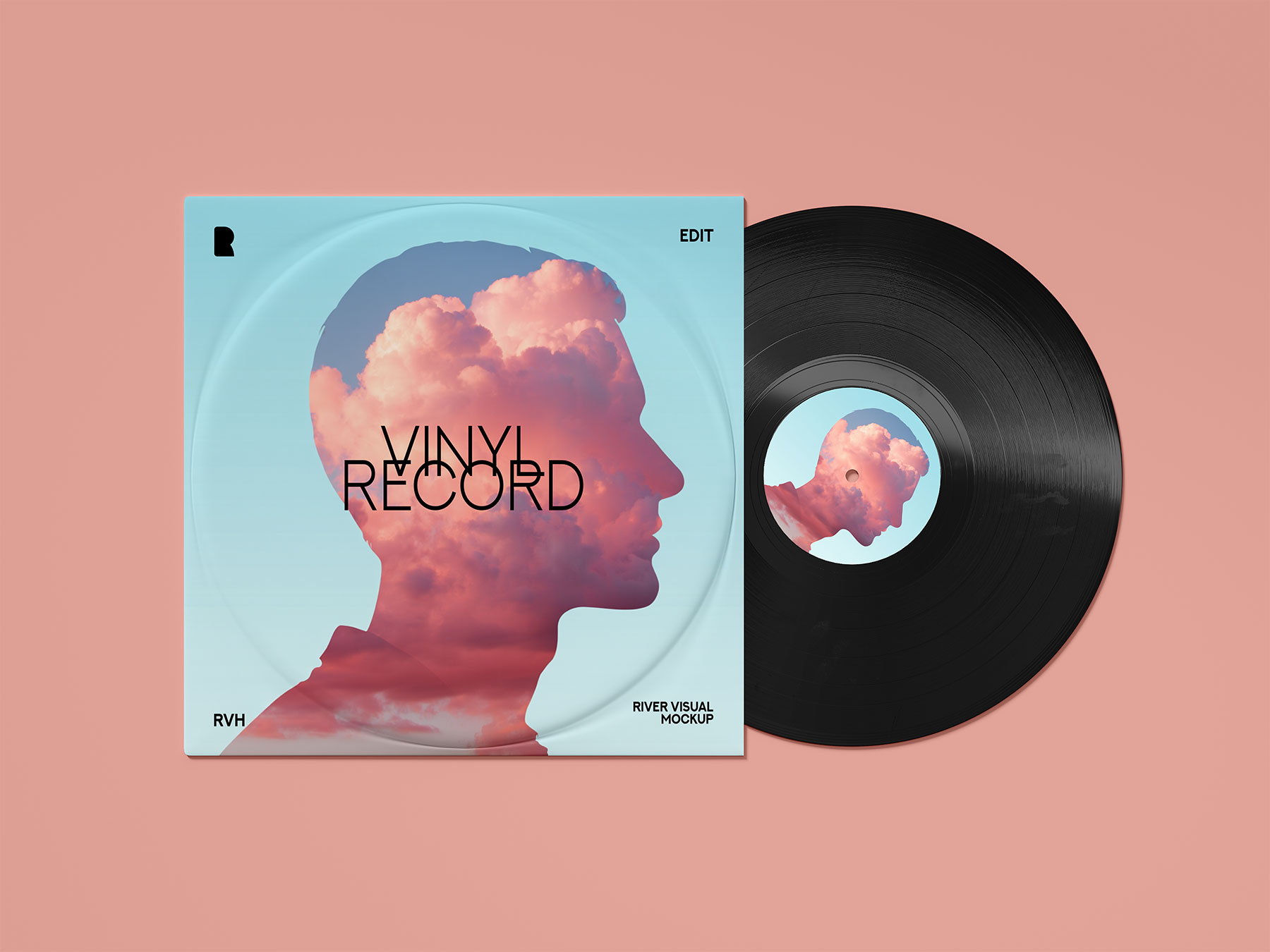 Top View Vinyl Record Mockup