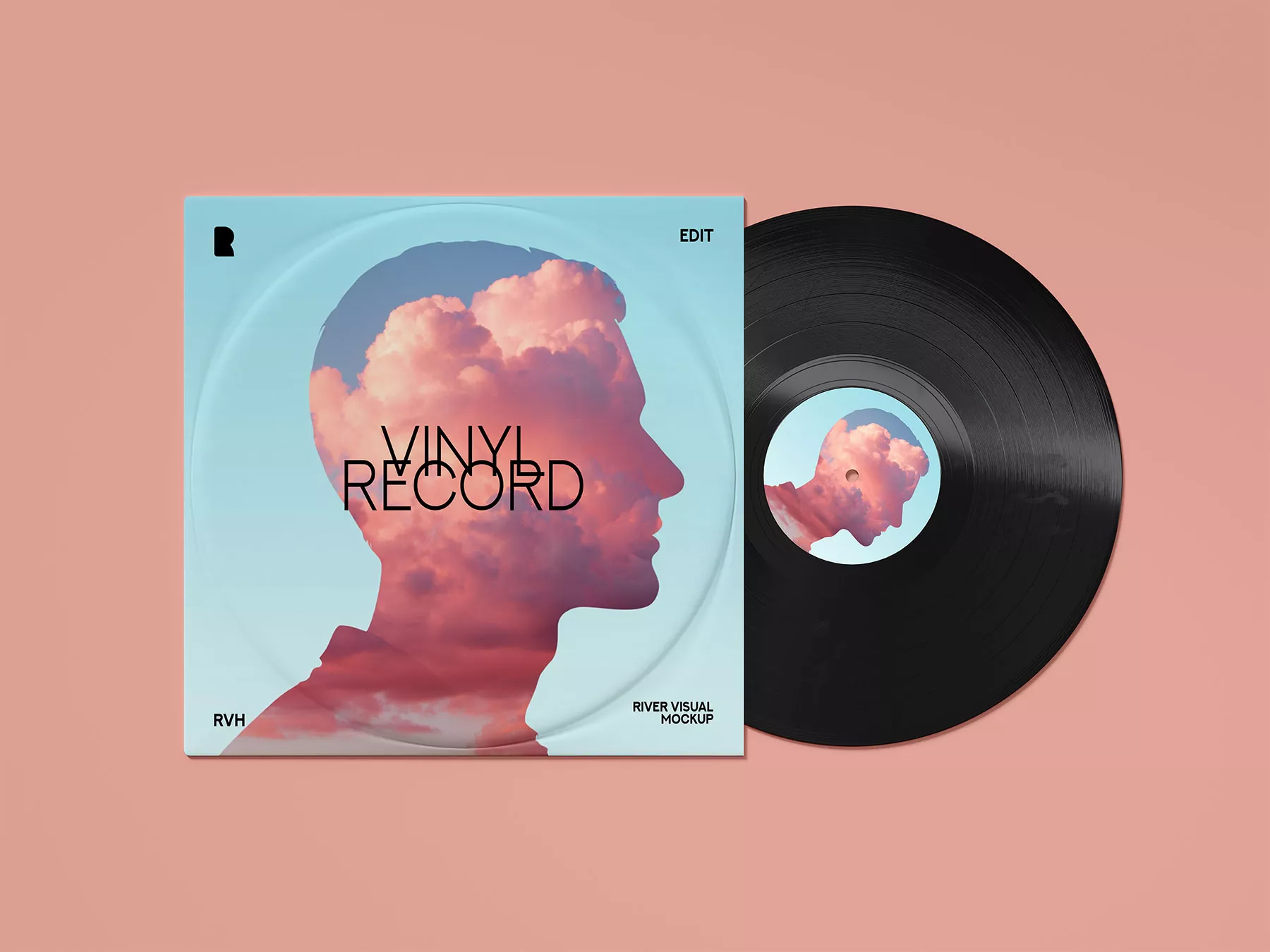 Top View Vinyl Record Mockup