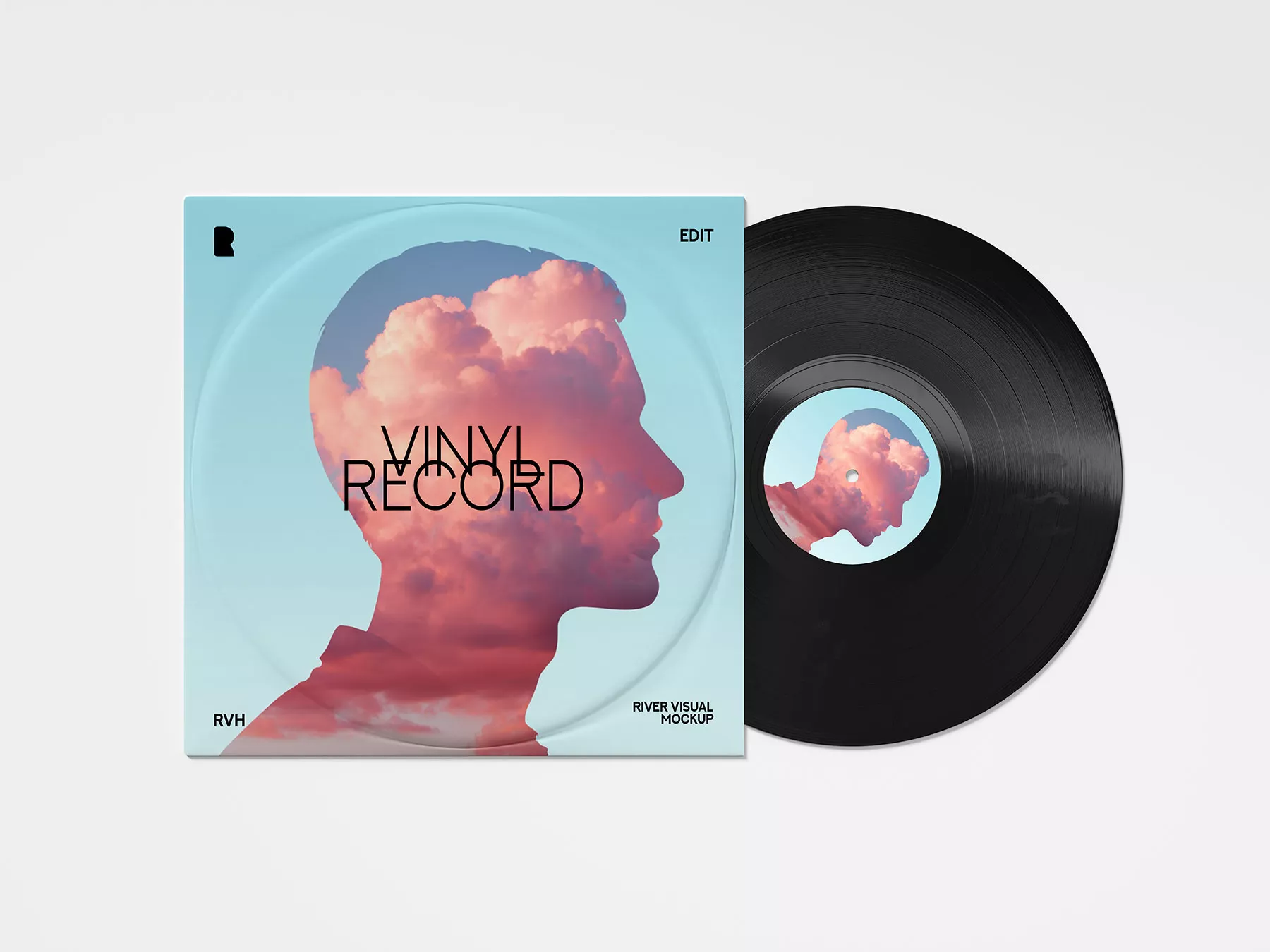 Top View Vinyl Record Mockup