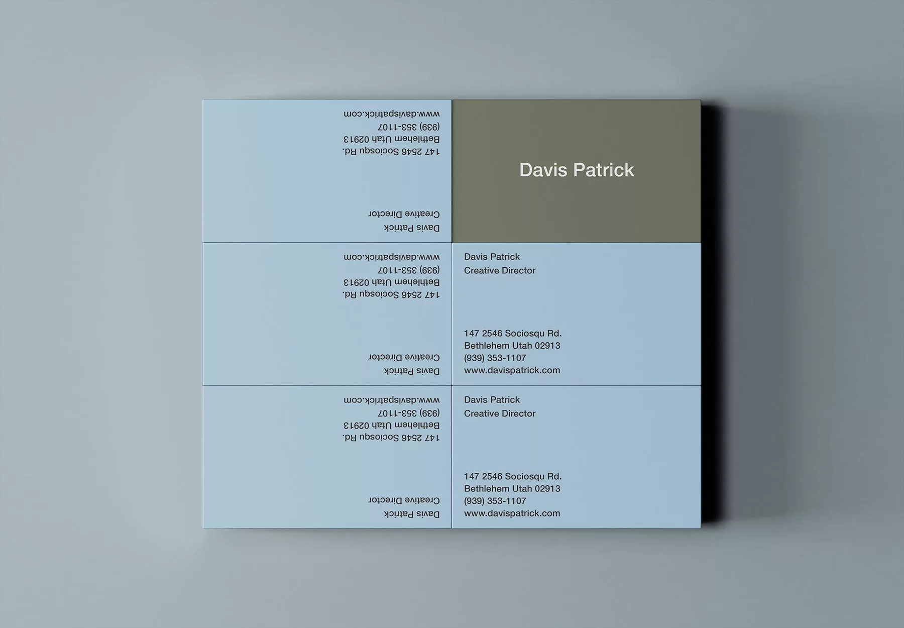 6 Business Cards Mockup (Grid Layout, No Gaps)