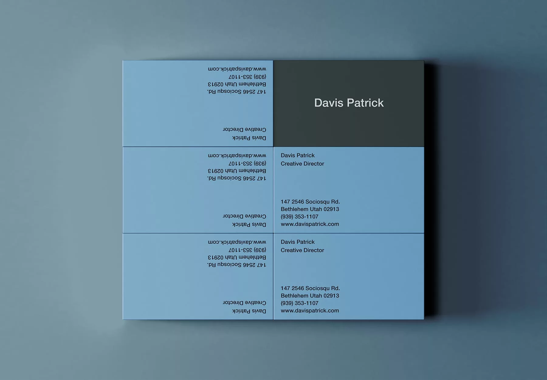 6 Business Cards Mockup (Grid Layout, No Gaps)