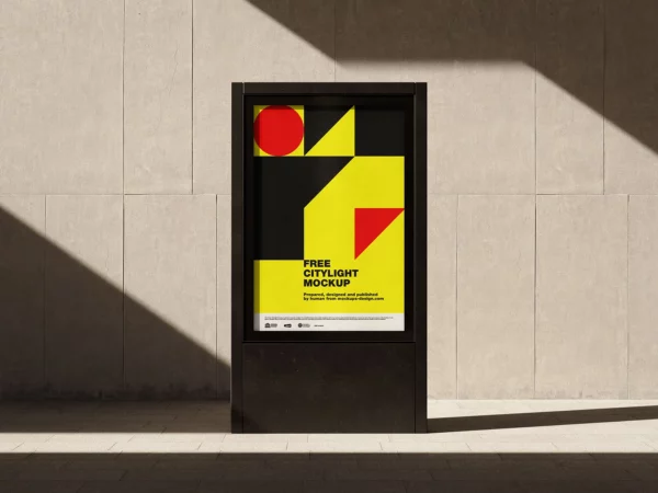 Citylight Mockup Against Concrete Wall