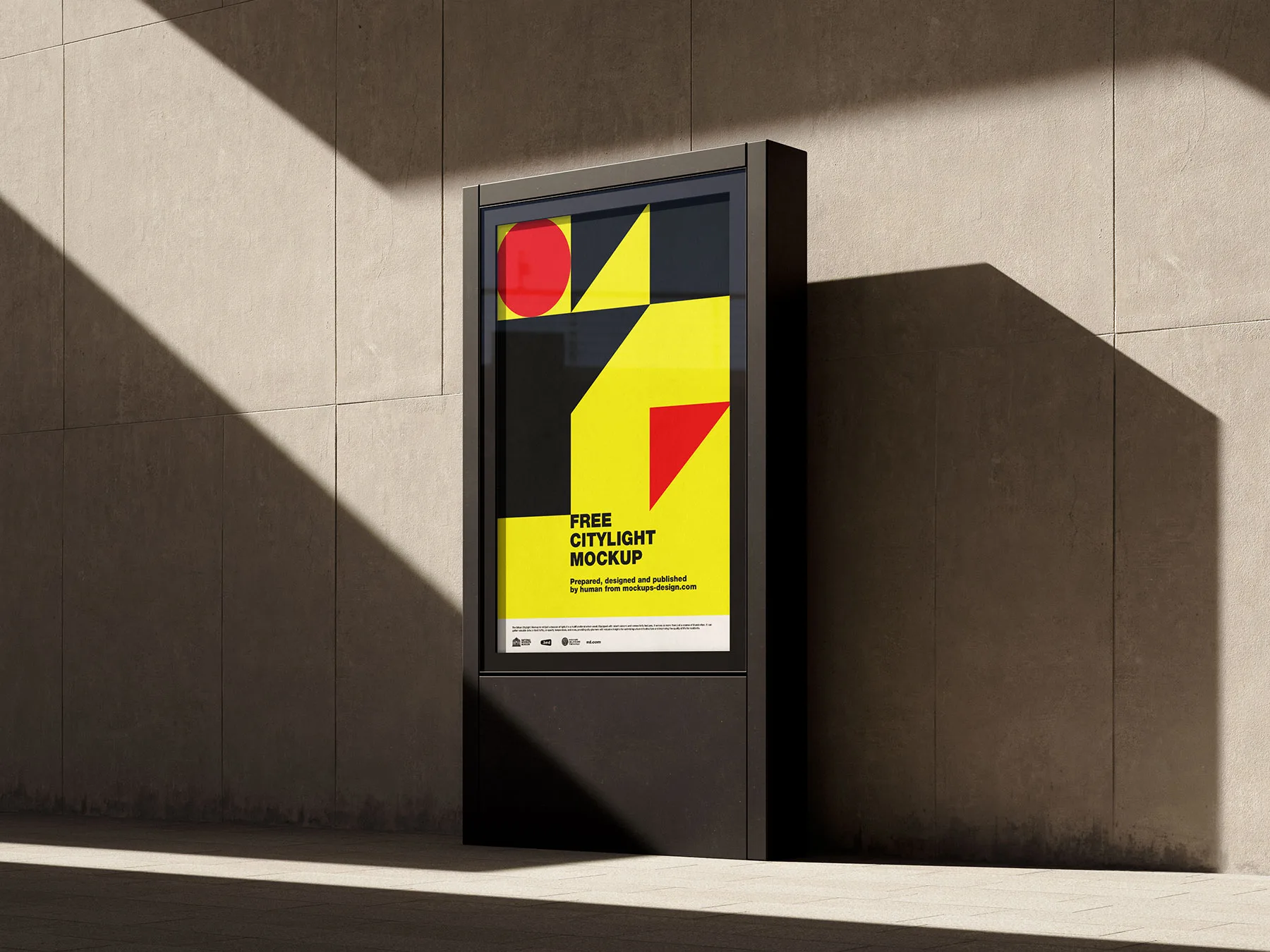 Citylight Mockup Against Concrete Wall