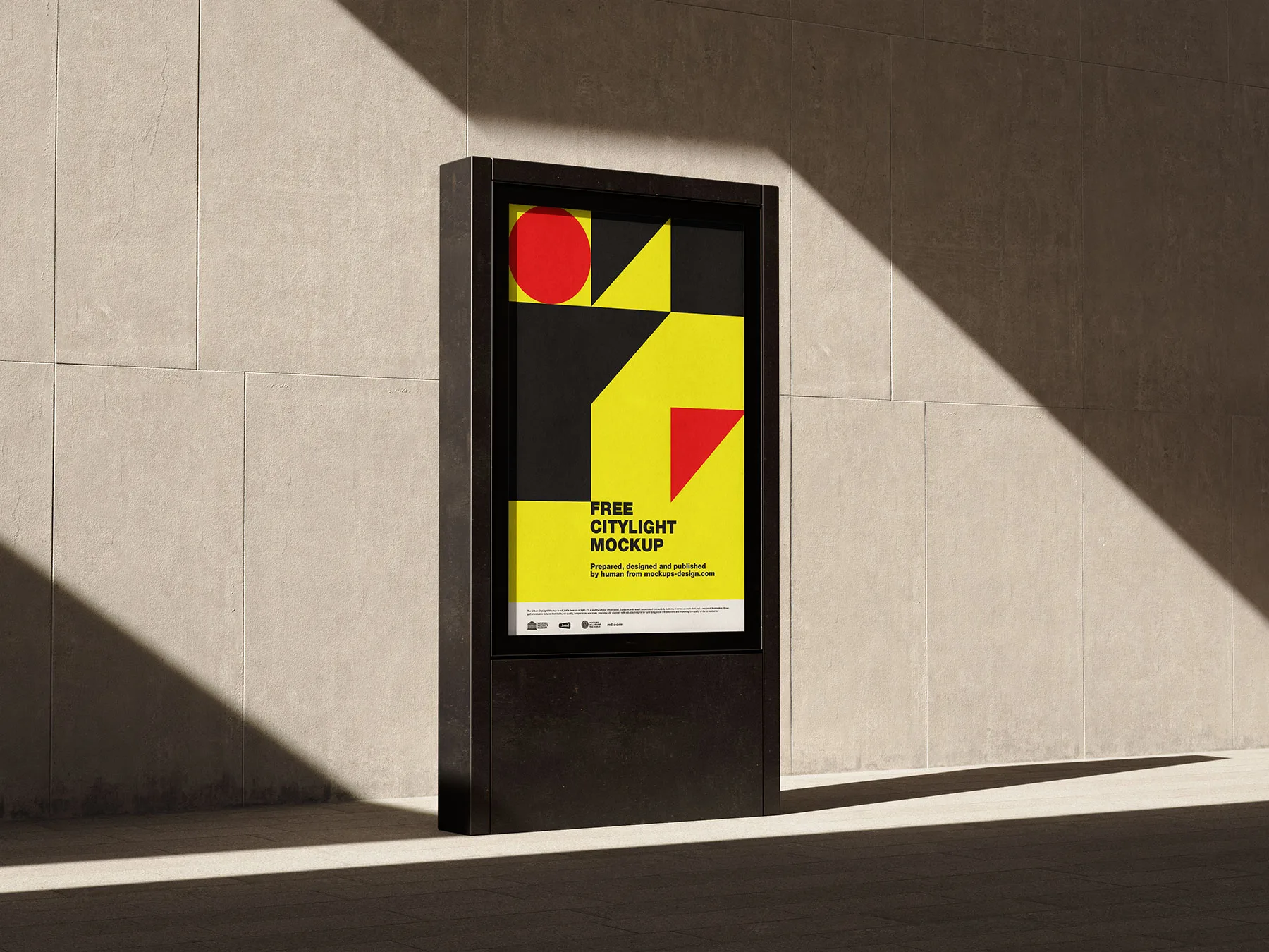 Citylight Mockup Against Concrete Wall