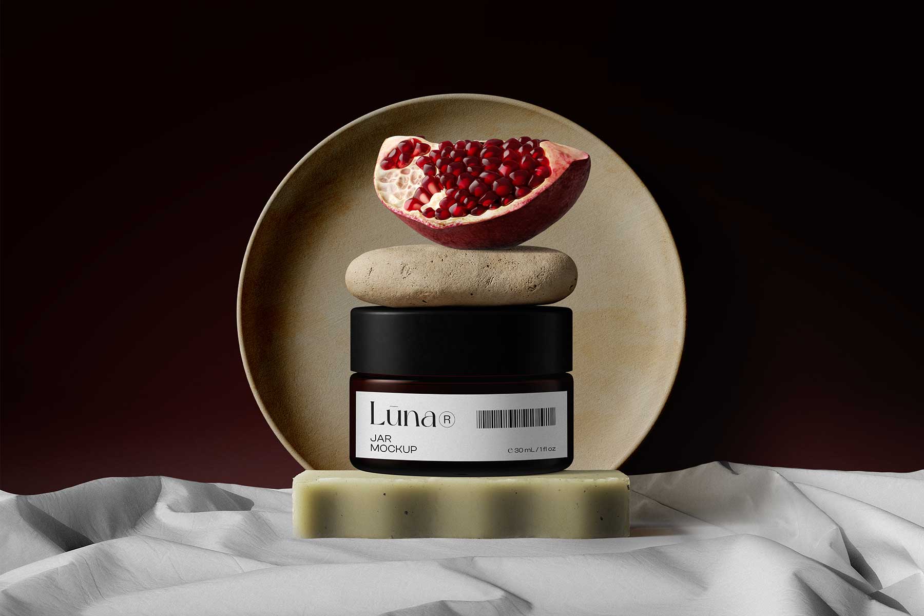 Cosmetic Jar with Pomegranate Mockup