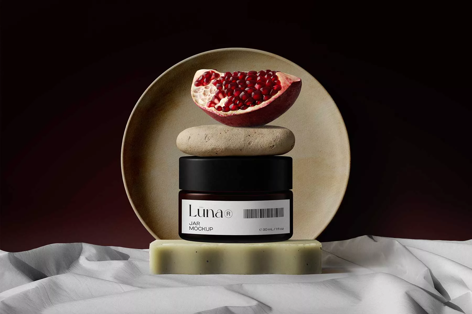 Cosmetic Jar with Pomegranate Mockup