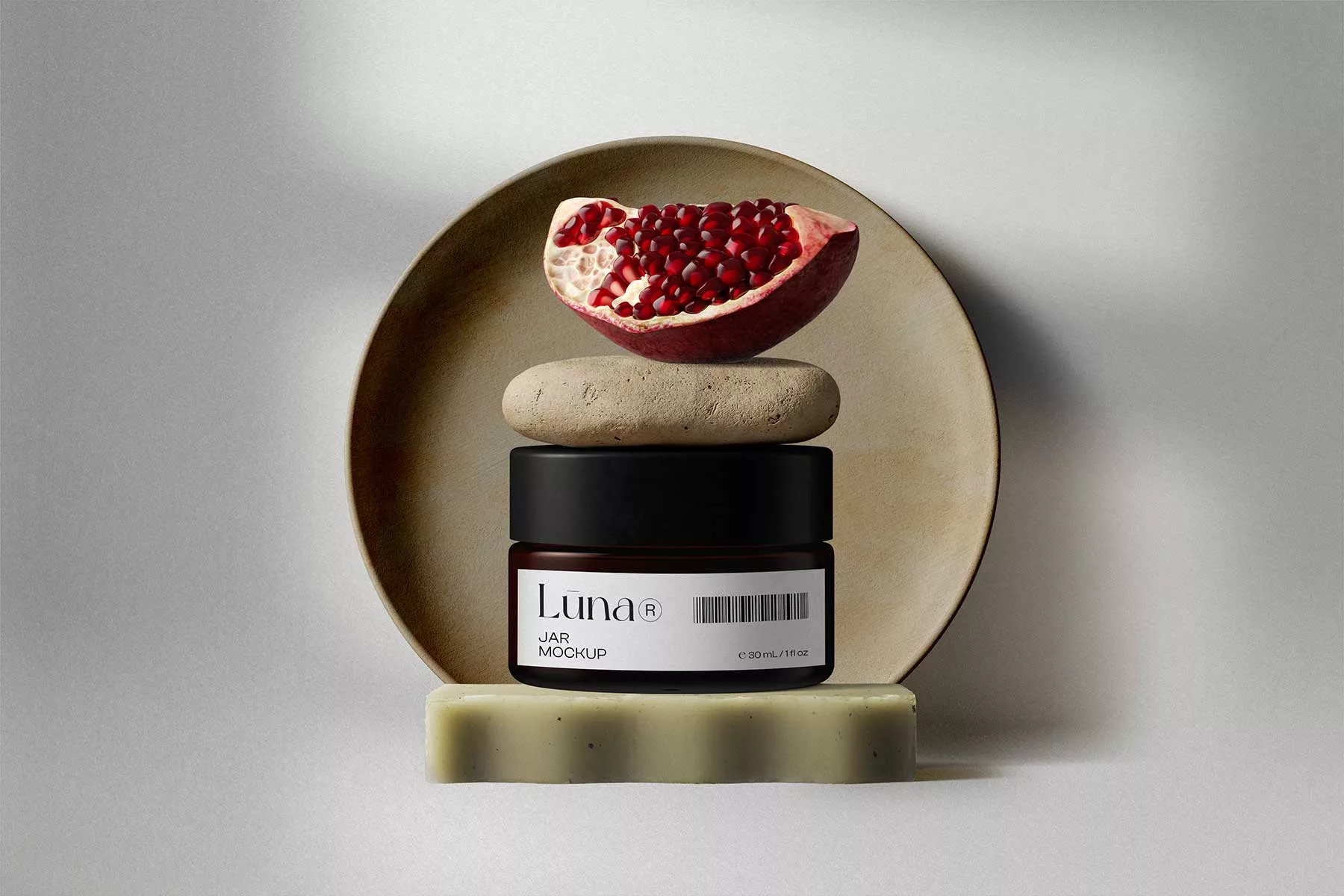 Cosmetic Jar with Pomegranate Mockup