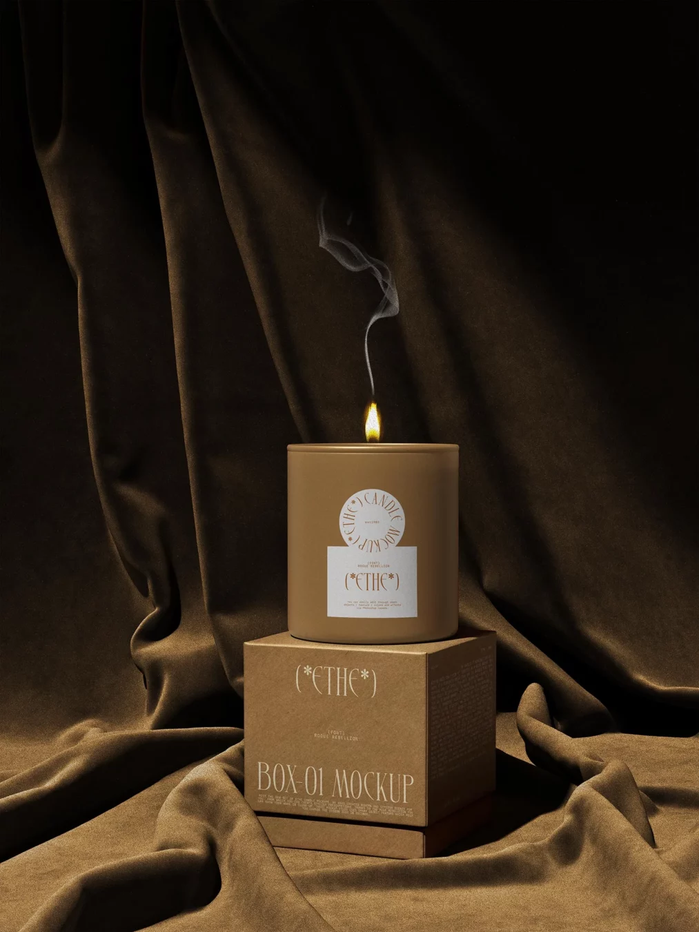 Free Candle with Box Mockups