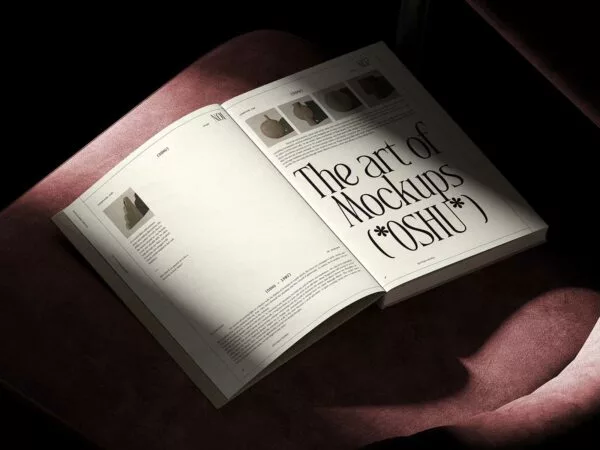 Free Open Book Mockup – Isometric View