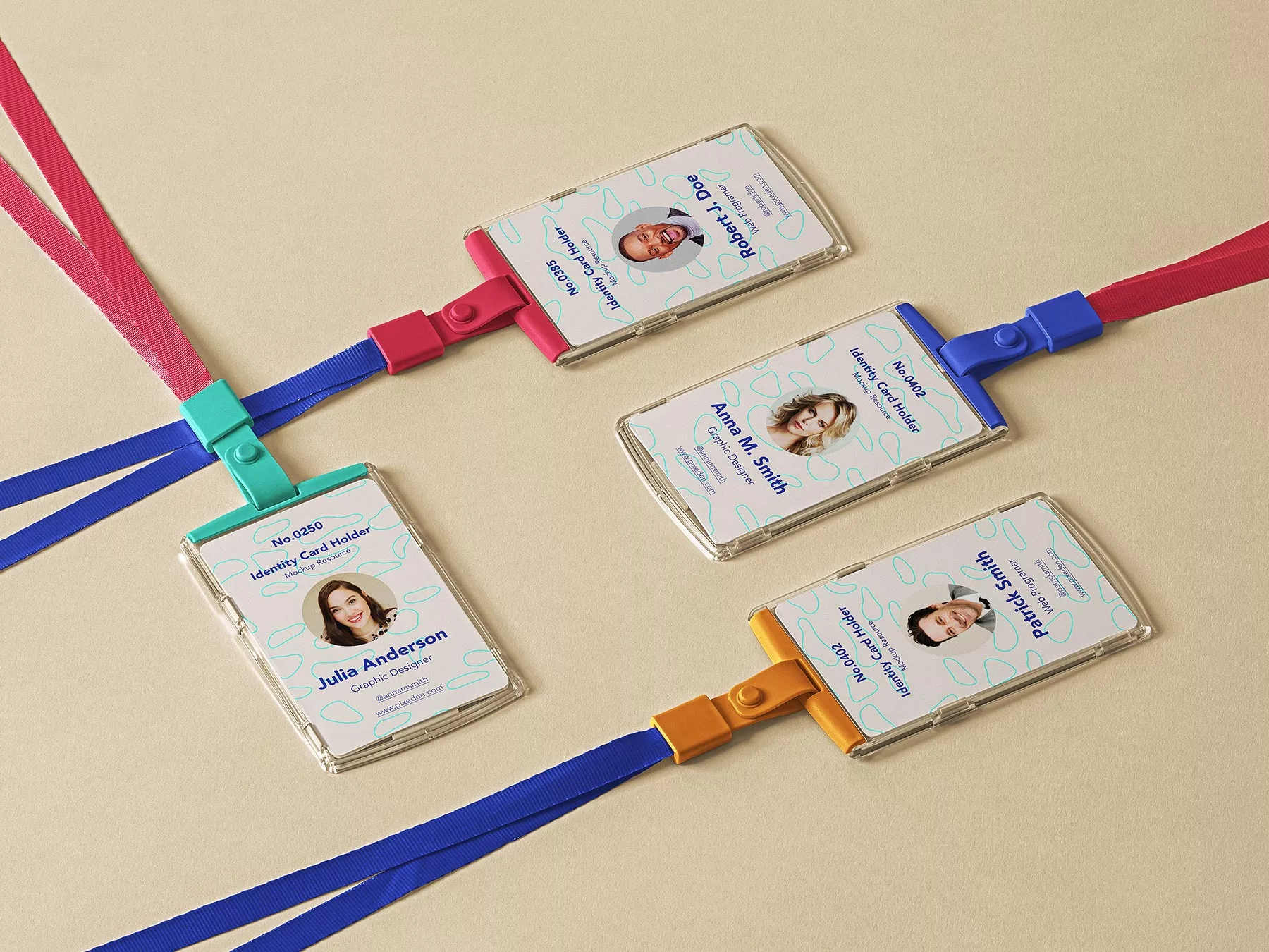 ID Card Mockup Set with Lanyards