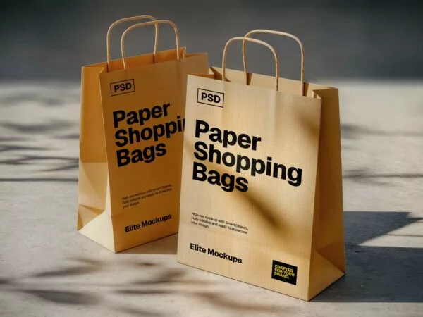 Paper Shopping Bag PSD Mockup
