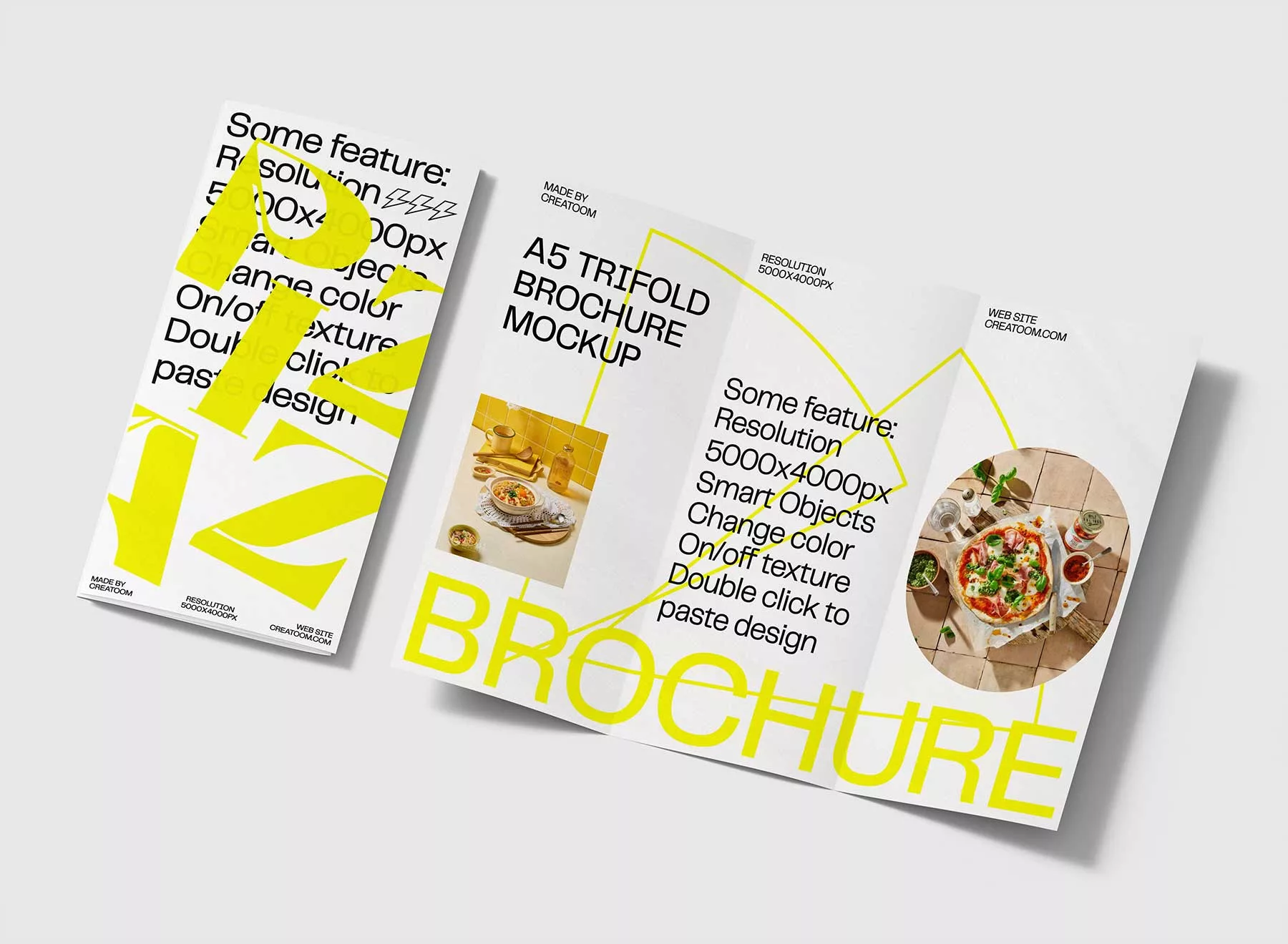 Trifold Brochure Mockup (Folded and Unfolded View)