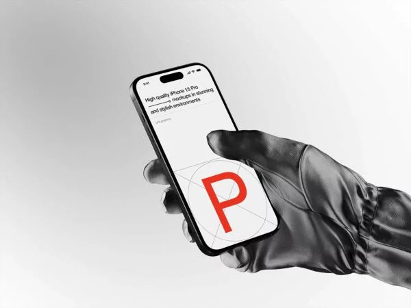 iPhone Mockup in Hand (Wearing Glove)